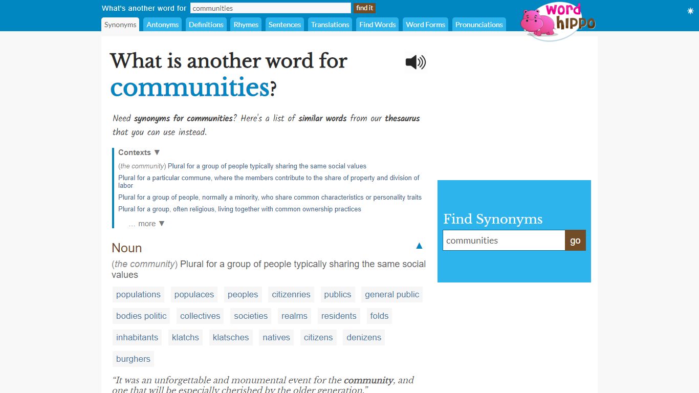 What is another word for communities? | Communities Synonyms ...